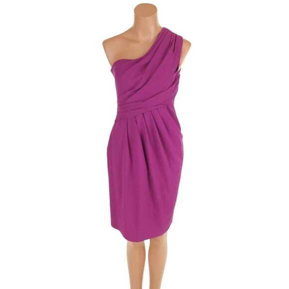 Moschino Cheap And Chic One Shoulder Midi Dress Size 42 US 8 Purple $349 - Picture 2 of 11